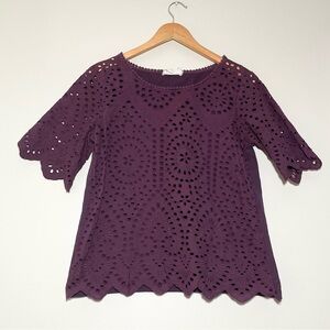 Anthropologie Porridge Eyelet Lace Detail Blouse